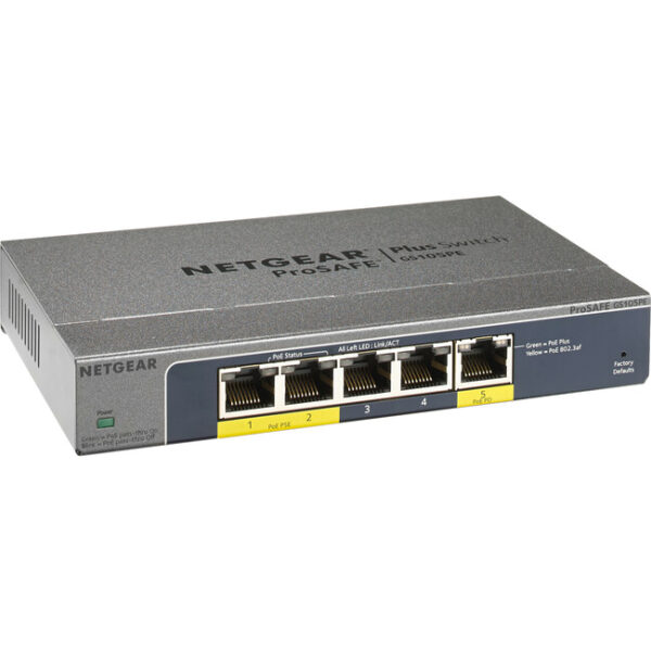 Netgear GS105PE 5 Port (2 PoE), 10/100/1000, Unmanaged Switch