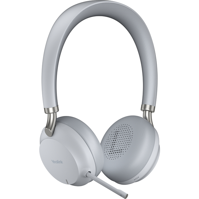 Yealink BH72 Bluetooth UC Dual Ear Piece Headset in Light Grey with Charging Stand and USB-A dongle