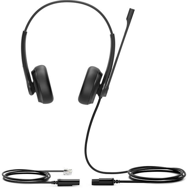 Yealink YHS34 Duo Headset with RJ9 connection (compatible with all Yealink desk phones) with leatherette ear cushion
