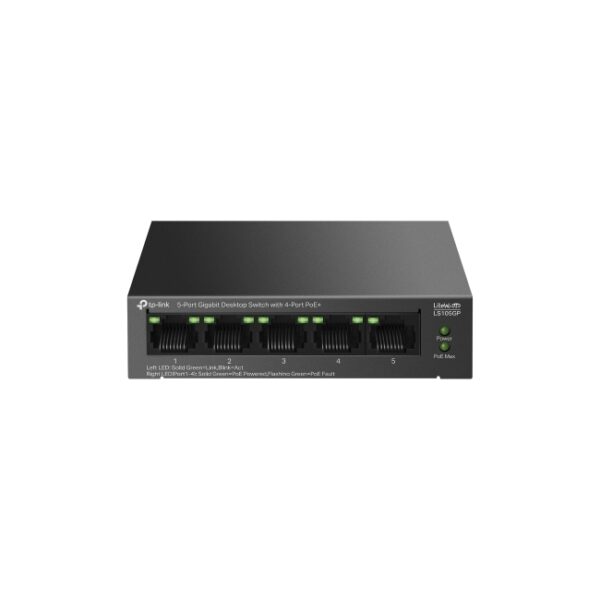 TP-Link LS105GP 5 Port Gigabit Switch 5-Port Gigabit Desktop Switch with 4-Port PoE+