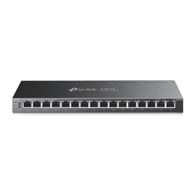 TP-Link SG116P 16 Port Gigabit PoE Switch 16-Port Gigabit Desktop Switch with 16-Port PoE+