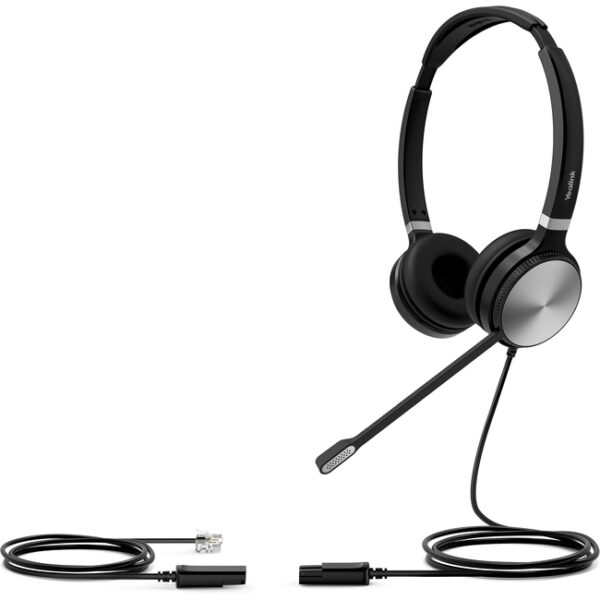 Yealink Wired Binaural Headset with QD Quick Disconnect bottom cable RJ9 connection